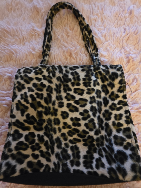 Handbags - Leopard Faux Fur Tote Bag - Black & Tan